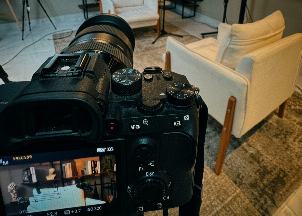 Equipamentos nível cinema: câmeras, microfones e iluminação profissional